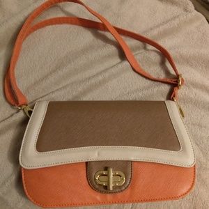 Orange + brown purse